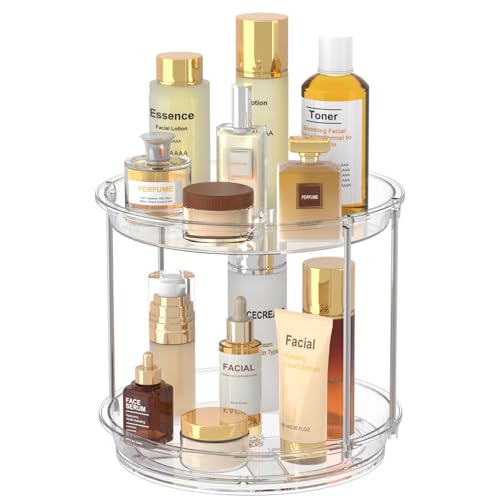 360 Rotating Makeup Organizer – 2 Tier Lazy Susan Turntable