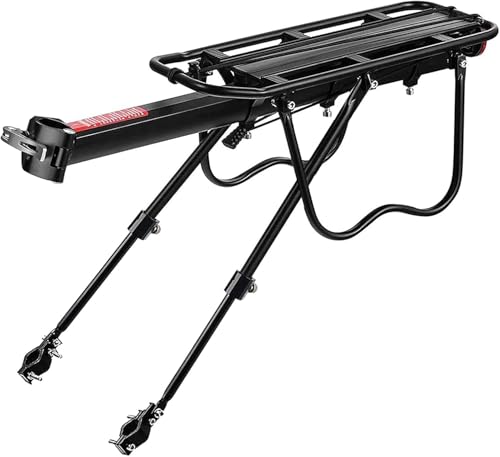 Fuqiduo Mountainbike Gepäckträger, Einstellbare Fahrrad Gepäckträger, Schnelle Installation MTB Gepäckträger mit Max. Zuladung 100kg für 24 bis 29 Zoll Fahrräder, aus Aluminiumlegierung, mit Reflektor