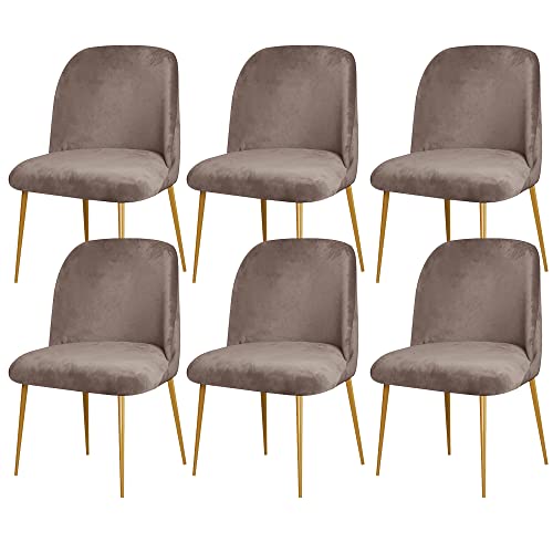 Andreannie Set Of 6 Camel Stretch Velvet Dining Chairs Cover Curved Back Dining Room Chair Slipcover Half Round Home Chair Cover Removable Seat Protector For Living Room Party Decor (Camel, Set Of 6) #TOP4