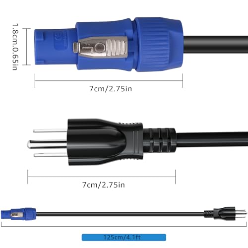 Image of 3-Prong NEMA 5-15P to PowerCON Cable 20A 3 Pin PowerCon Input Connector to NEMA 5-15P Connector Cord for Outdoor Stage Light LED Screen-1.2M /3.9FT