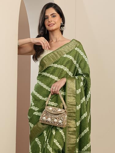 Image of Libas Printed Silk Blend Saree for Women With Unstitched Blouse Piece | Traditional Saree for Festive & Wedding