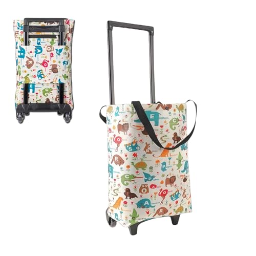 Ylnailky ショッピングカート 食品用, 折りたたみ式 携帯用 トートバッグ 車輪付き, 折りたたみショッピングカート ローリングトート, 旅行 キャンプ アウトドア 釣り ビーチ ショップ 市場 家庭用収納 果物 野菜 食品用