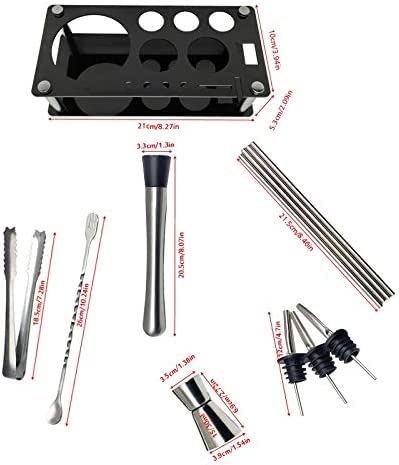 Generic 13Pcs Set Premium Barware Set Barre en Acier Inoxydable Cocktail Shaker Set Barman Kit Shakers Bar Outils avec Support à vin