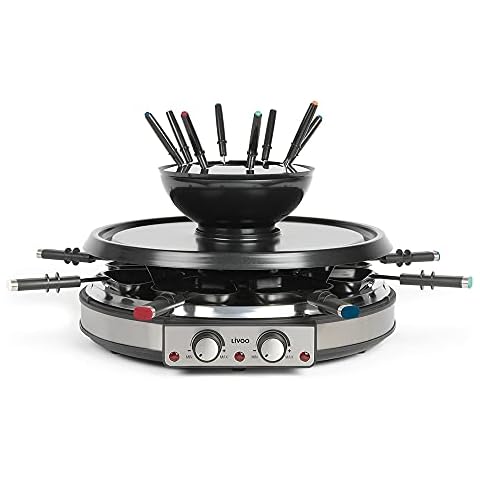 Livoo DOC265 - Rejilla para parrilla y hierro fundido, INOX, negro Cover