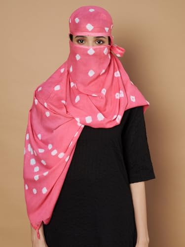 Image of Women's Cotton Rayon Bandhani Print Dupatta with Tassels 2.25 Meters | Women's cotton printed dupatta with tassels.
