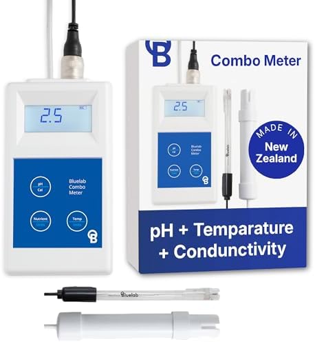 Bluelab Combo Meter for pH, Temperature & Conductivity in Water - Easy Calibration, Digital EC/TDS/PPM Tester for Hydroponics & Indoor Plants (METCOM)