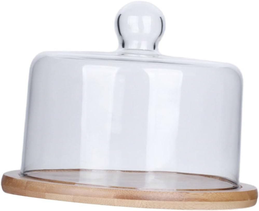 Veemoon Glass Cake Dome Cover with Tray Large Food Protective Dessert Display for Home Kitchen Baking and Party Serveware