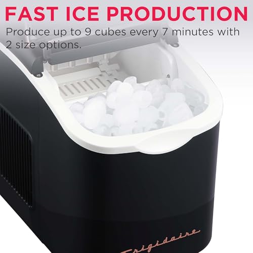 Image of FRIGIDAIRE Retro Compact Ice Maker Machine, Bullet Ice, 26 lb per Day (BlackRoseGold)