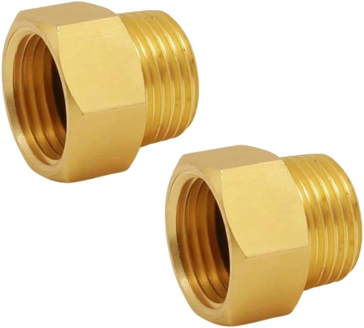Ousun 2-Pack Brass Pipe Adapter, 1/2" BSP Male to 1/2" NPT Female, Water Hose Adapter, BSP NPT Thread Converter