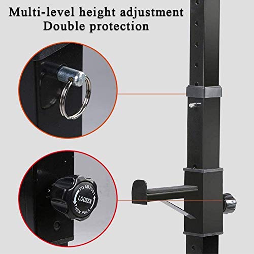 HUOLE - Supporto per sollevamento pesi, regolabile in altezza da 105 a 160 cm, supporto per bilancieri lunghi a dischi, carico massimo 200 kg