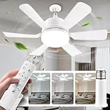 Ventilador de techo con luz, E26/E27 Ventiladores de Techo con Control Remoto,Luz de Ventilador de techo,3000K-6500K/brillo...