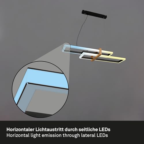 Suspension LED dimmable CCT télécommande veilleuse minuterie plafonnier bois salon - 8