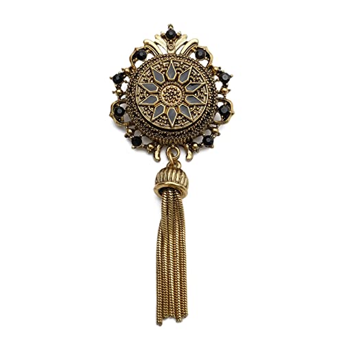 Broches femmes vintage avec gland en vieux métal ajouré pour style rétro unisex