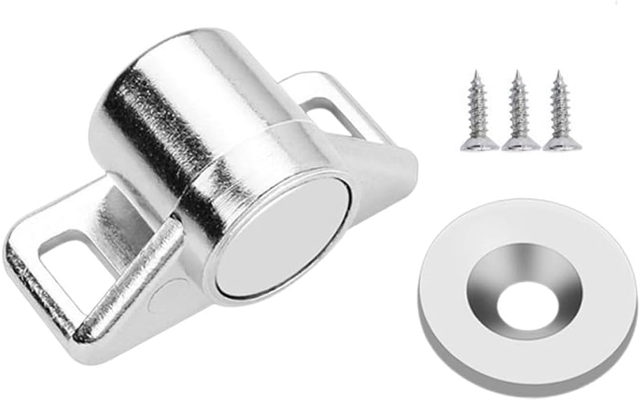 Zinc Alloy Cabinet Catch Latch for Closet Cupboard Wardrobe Door, Magnetic Push Touch Closure Hardware, Silver