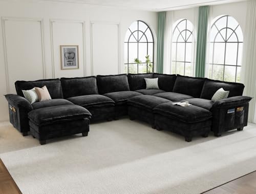 KKL Large J-Shaped Modular Sectional Sofa, 9 Seater Cloud Couch
