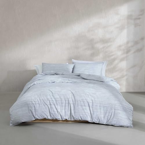 Parure de lit en percale de coton premium Calvin Klein motif rayures bleu