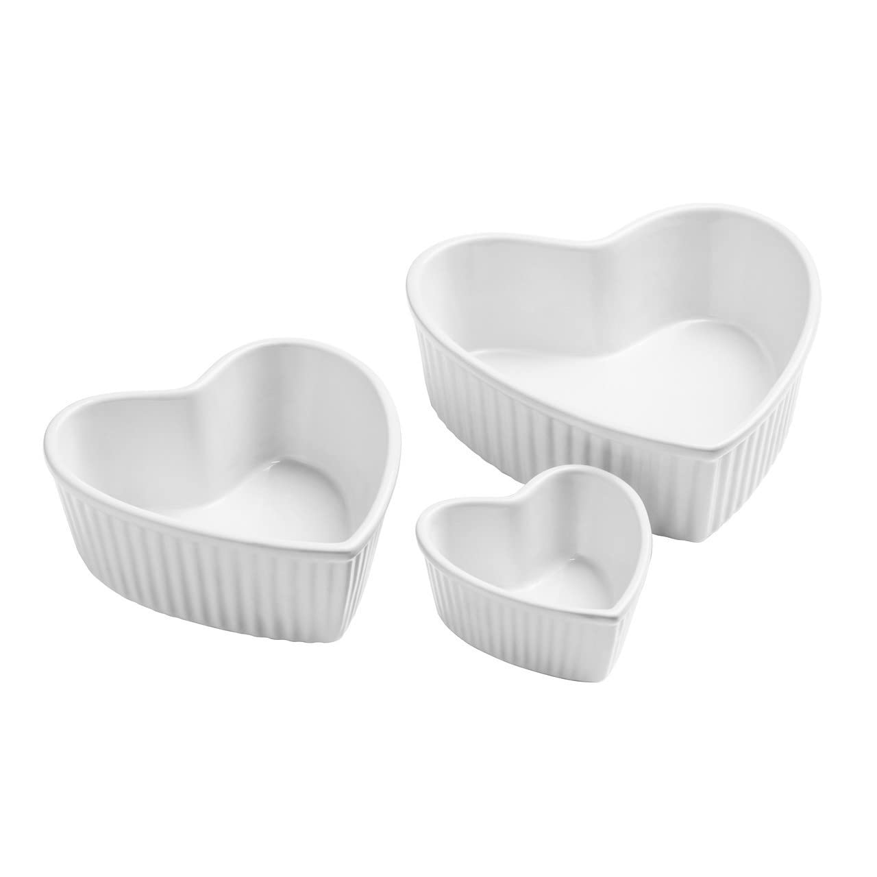 Premier Housewares Assiettes Blancs en Forme de Cœur Amour - Moule à Gâteaux, Cake, Tartes - Plat à Four - Lot de 3