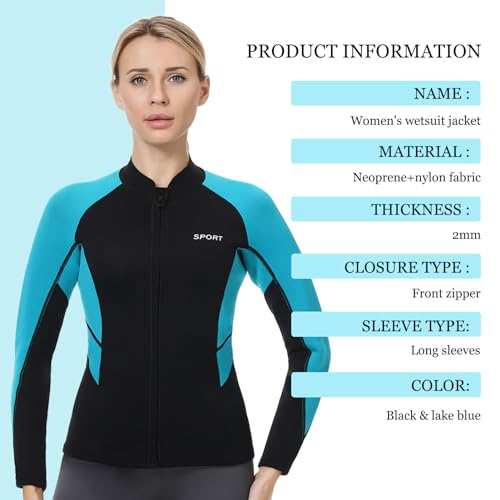 Chaqueta para mujer Wetsuits 2mm y pantalones 3mm, traje de neopreno de manga larga para mantener el calor, ideal para natación, surf, buceo y snorkel miniatura 5