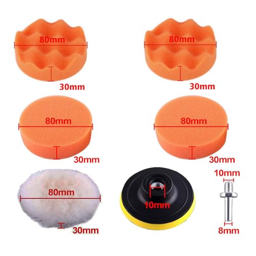 Image of MLD 3 inch Car Polishing Buffing Pads Waxing Sponge Buffer Set Foam Polisher Kit DKCP-801 (3inch, 7Pcs Drill Polisher Kit) Pack of -1