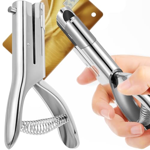 Image of Chumia 1 Pcs Heavy Duty Hole Punch 2 inch Long Reach 1 /4 Inch Paper Single One Hole Puncher Deep Throat Reduced Effort Hand Held Alloy Punch for ID PVC Cards 5 Inch Tall 25 Sheet Capacity