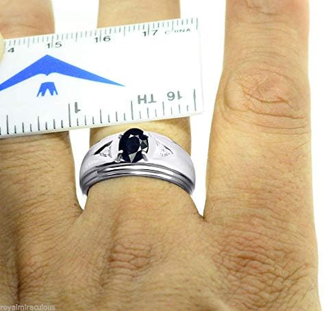 Miniatura 4 de Rylos Anillos para hombre de diseño clásico de 0.315 x 0.236 in con piedras preciosas ovaladas y diamantes brillantes Anillos de piedra natal de