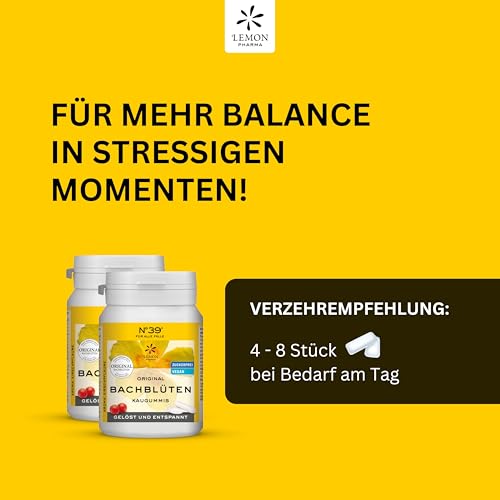 Lemon Pharma Original Bachblüten Kaugummi Notfall Nr. 39, 2 x 60 g, Vegan und Zuckerfrei