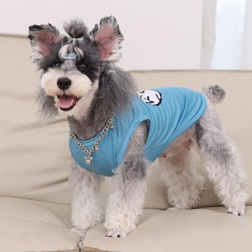 Image of CuteBone Dog Shirts 2-Pack Soft Pet Clothes Breathable Summer Vest for Small Puppy and Stretchy Cat Apparel