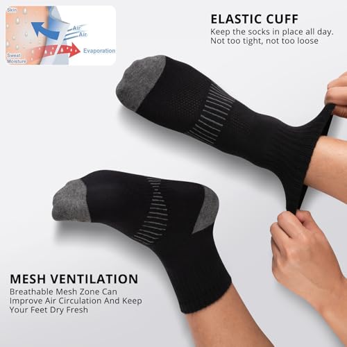 Heatuff Men's Ankle Socks Cotton Quarter Thin Moisture Wicking Casual Mid Socks Men (6 Pairs)3
