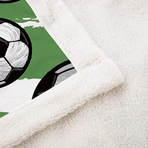Soccer Throw Blankets Green Fleece Flannel Football Blanket Gifts For Kids Boys Girls Fuzzy Warm Soft Throw Blanket For Couch Sofa Bed Office (Green, 50"X60") #TOP5