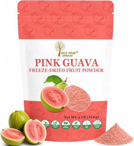 Indus Farms Freeze Dried Pink Guava Powder, Unsweetened Tropical Fruit