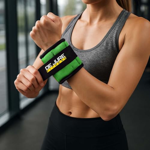 Image of De Jure Fitness Adjustable Ankle & Wrist Weights Pair (0.5KG x 2) for Men & Women | Strength Training, Walking, Running, Workout, Yoga | Comfortable, Durable | Green - 1KG