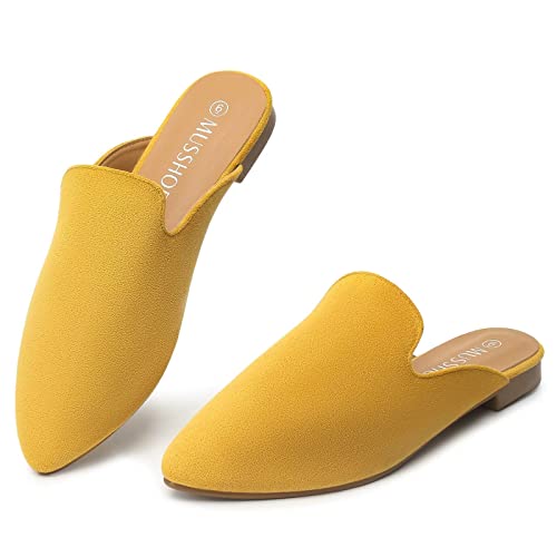 Musshoe Mules For Women Flats Comfortable Pointed Toe Women Mules,Mustard 8 #TOP22