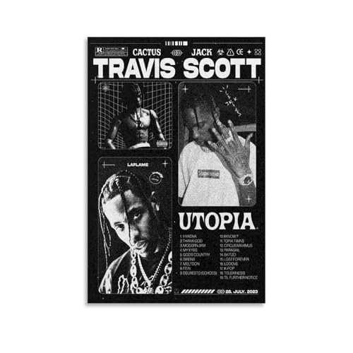 Travis Scott Poster Für Zimmer, Ästhetische Leinwand-Wandkunst, Schlafzimmer-Dekor Poster 12x18inch(30x45cm)