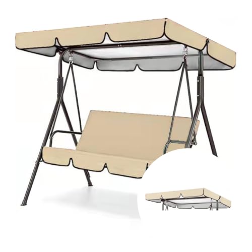 Toldo de repuesto para columpio Hollywood de 3 plazas, protección UV, cubierta para columpio de jardín, color beige, toldo de sombra para exteriores (74.8 x 52 x 5.9 pulgadas)