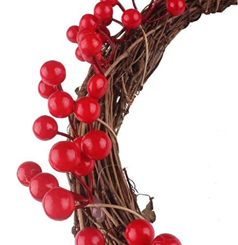 EBTOYS Christmas Wreath, 16-Inch Simulation Berry Decorative Wreath Red Fruit Garland for Christmas Hotel Mall Hanging Decoration