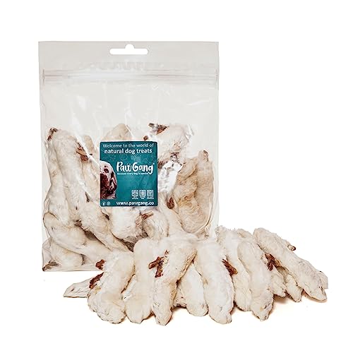 PawGang, Rabbit Feet with Fur 500g, 100% Natural Treats for Dogs Puppies Young Adult Old Small Large, Tasty Air Dried Chews