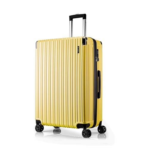 FLIEE Large Suitcase Hard Shell | Aluminum Telescopic Handle | TSA 3 Digit Combination Lock | 4 Dual Spinner Wheels | Lightweight Suitcase Large. (Yellow, Large 28)