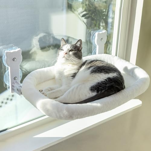 Peyela Katzen Fensterliege, Katzenbett Fenster Leicht zu Montieren Robuste Faltbare Katzenliege Fenster Bett Weiche und Bequeme Katzen Hängematte...