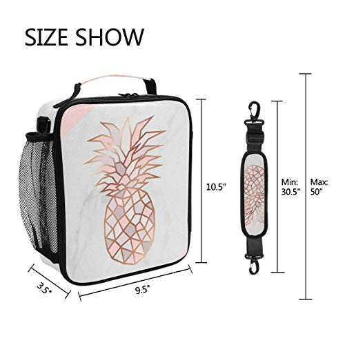 Marble Pineapple Lunch Boxes For Girls, Insulated Lunch Bag Kids Cooler Freezable Shoulder Strap For School Office #TOP4