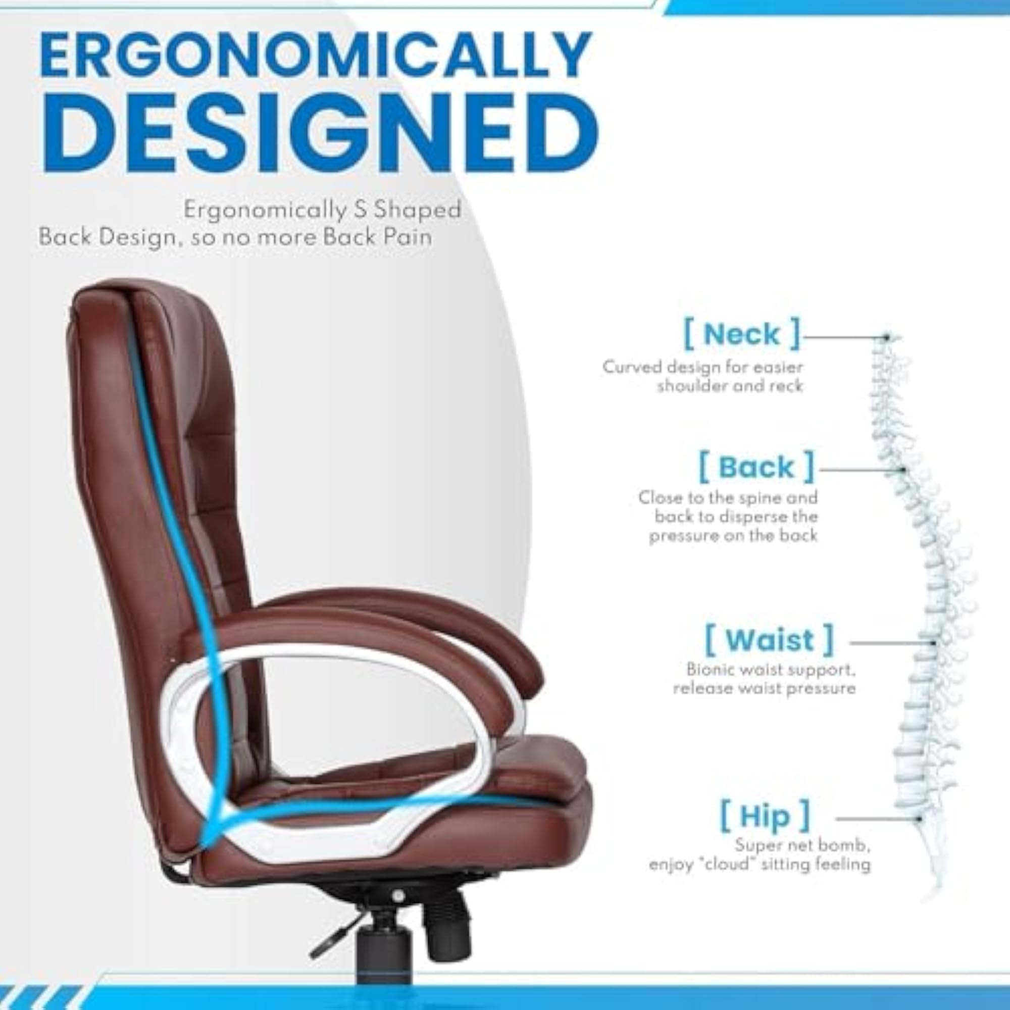 Leatherette Office Chair with Extra Cushion Support