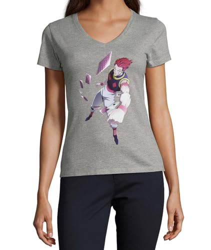 T-shirt col en V Anime 56 en coton premium gris au tombé impeccable