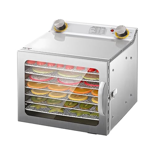 GTHTUHFD Deshidratador De Alimentos, 400 W, con Bandejas De Acero Inoxidable, Temporizador Digital Y Control De Temperatura, Temperatura Ajustable.