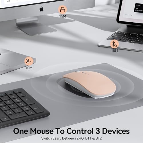 Image of TECKNET Wireless Mouse, 4800 DPI Rechargeable Bluetooth Mouse for Laptop | Bluetooth 5.2 /3.0 & 2.4G, Ultra-Thin, 6-Level Adjustable 4800 DPI Computer Mouse for Mac OS, iPad, Windows, Android