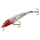 Bomber B14A-XSI04 Long A Minnow Jerkbait, 3/8-Ounce, 3-1/2-Inch, Silver Flash Red Head