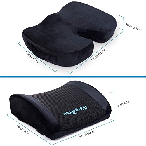 Icozyhome Coccyx Lumbar Support Pillow For Office Desk Chair Memory Foam Car Seat Cushion & Orthopedic Back Pillow For Sitting Help Tailbone Pain, Sciatica And Pressure Relief, Washable Cover #TOP7