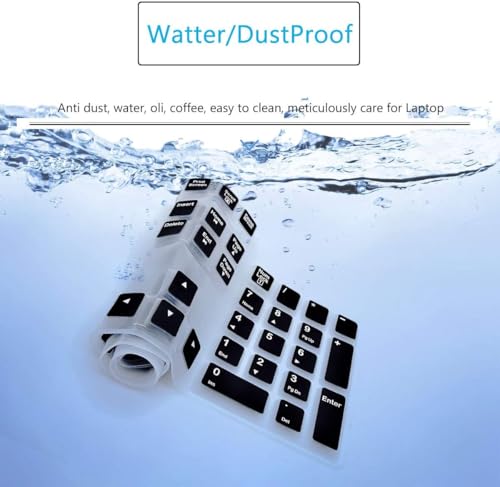 Image of OJOS Keyboard Cover Skin Protector for Logitech MK120 K120 Wired, Keyboard Protective Skin US Layout (NOT Fit Other Model Keyboards)-Black