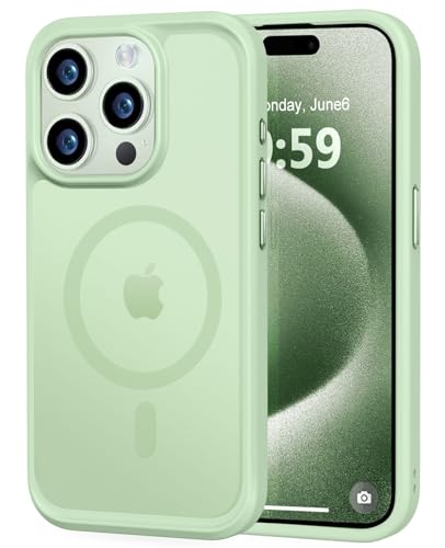 Image of MOCCA Magnetic Shockproof for iPhone 15 Pro Case,Light Green | 13ft Drop Tested | Compatible with MagSafe | Anti-Slip Matte Finish | Raised Camera & Screen Lip | Ultra-Slim Design
