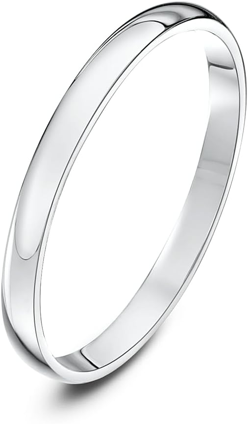Theia Platinum Heavy D Shape Polished 2-6mm Wedding Ring