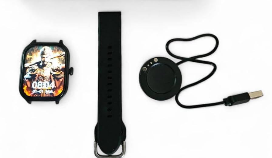 H9 Pro Max Smart Watch with black strap and charging dock