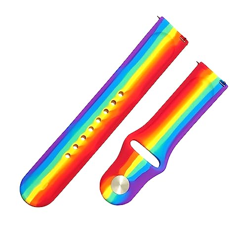 Image of YODI 20mm Soft Silicone Classic Strap Bands for Amazfit Bip U Pro, Amazfit GTS Smart Watch Quick Release Pin for Men, Women and Kids Medium Size (Rainbow, Amazfit GTS)